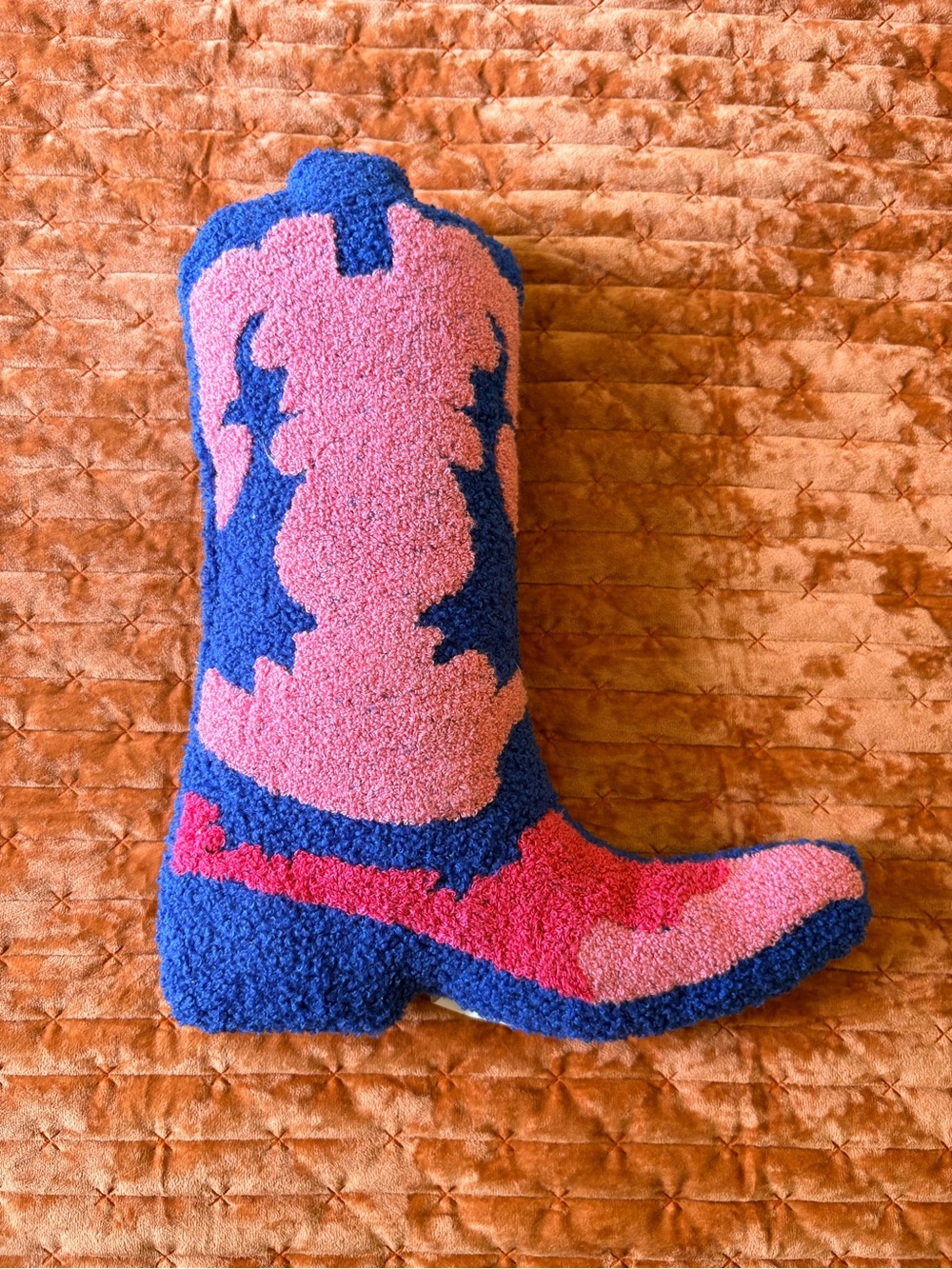Pink & Blue Novelty Cowboy Boot Pillow